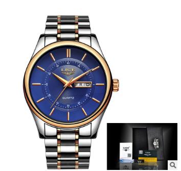 Fashion trend business waterproof steel belt watch men&#39;s multi-function luminous