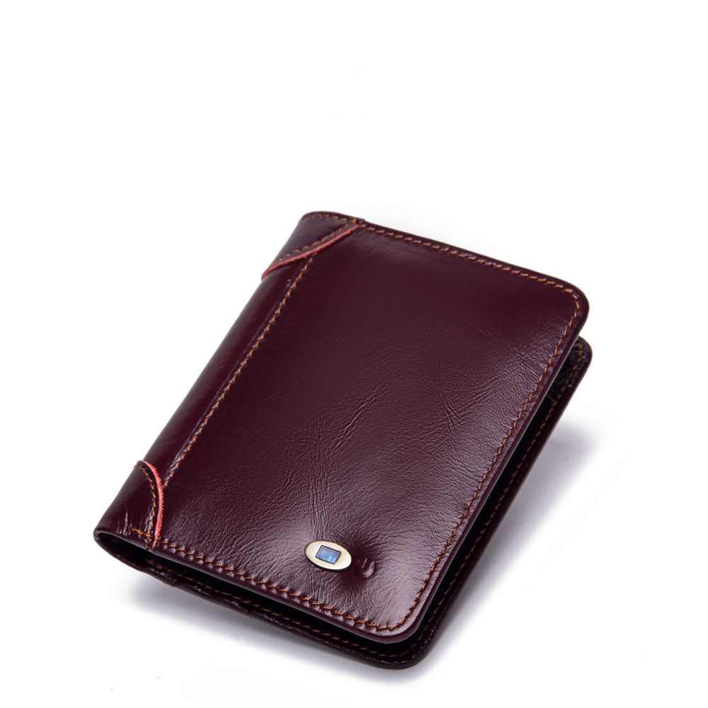 Men&#39;s Leather Multi-card Smart Anti-lost Wallet