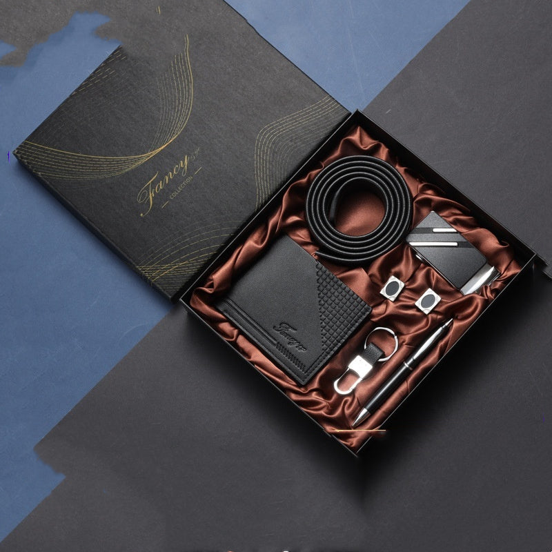 Practical Men&#39;s Tiandigai Gift Set Belt Wallet Keychain Pen 4-Piece Gift Box
