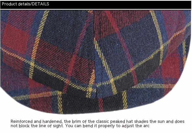 Men&#39;s Plaid Beret Octagonal Cap