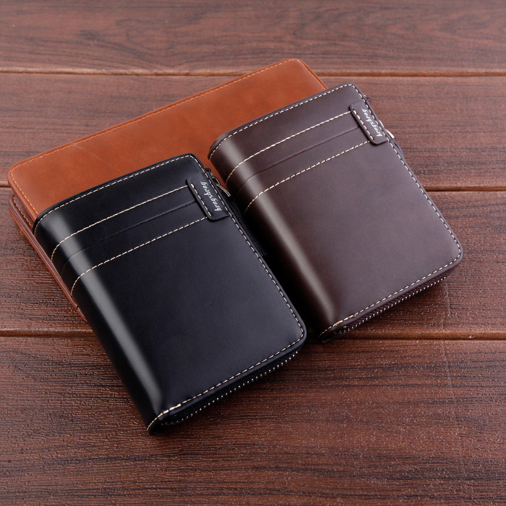 Men&#39;s Wallet Short Wallet Retro Zipper Dollar