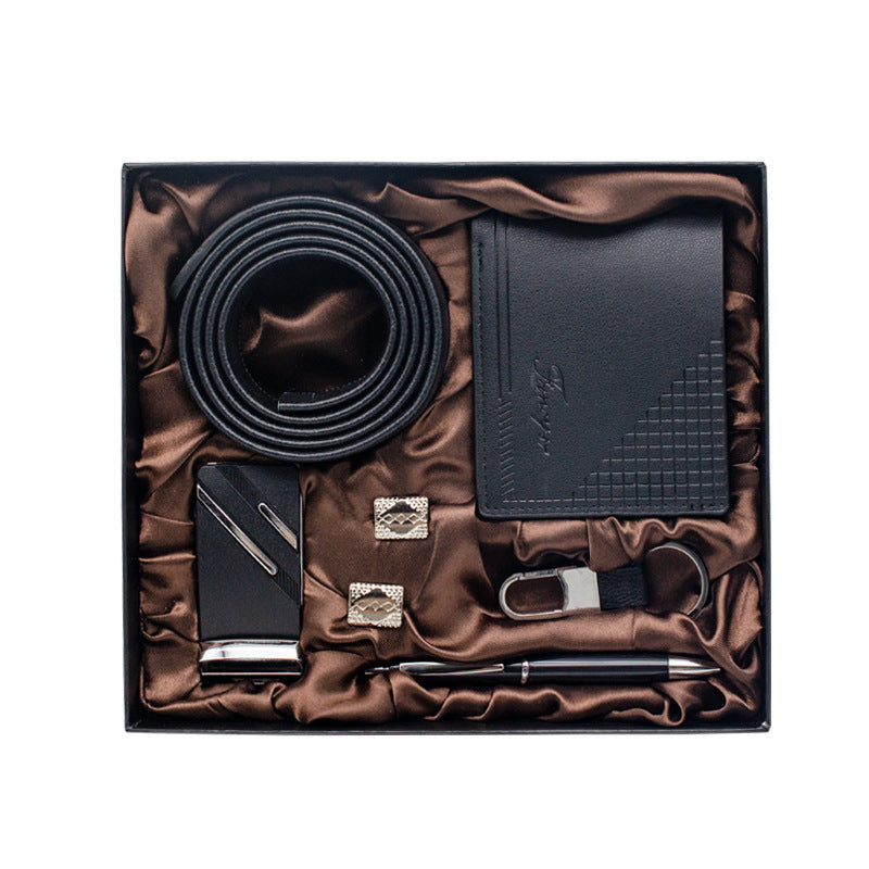 Practical Men&#39;s Tiandigai Gift Set Belt Wallet Keychain Pen 4-Piece Gift Box