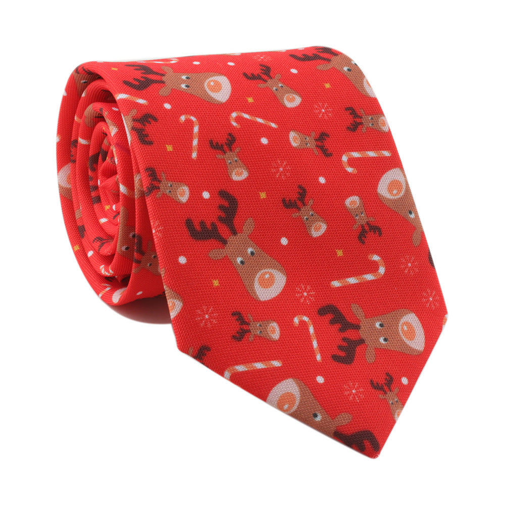Santa Claus Style Sika Deer Christmas Tree Tie