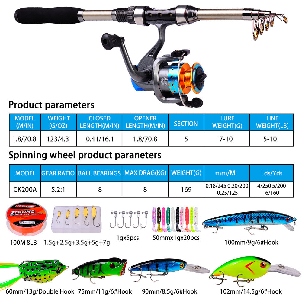Casting Fishing Reel And Rod Package Combined Carbon Fiber