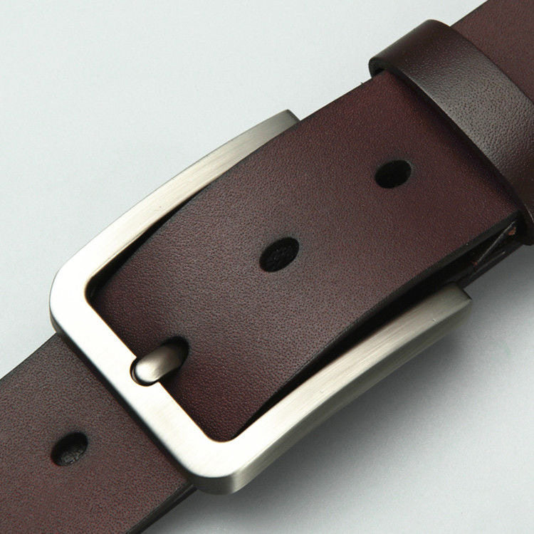Men&#39;s single-layer leather perforated belt