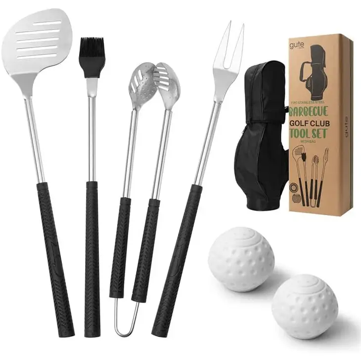 Cute 7 Piece Golf Bbq Tools Gift Set - Fathers Day Golf Club