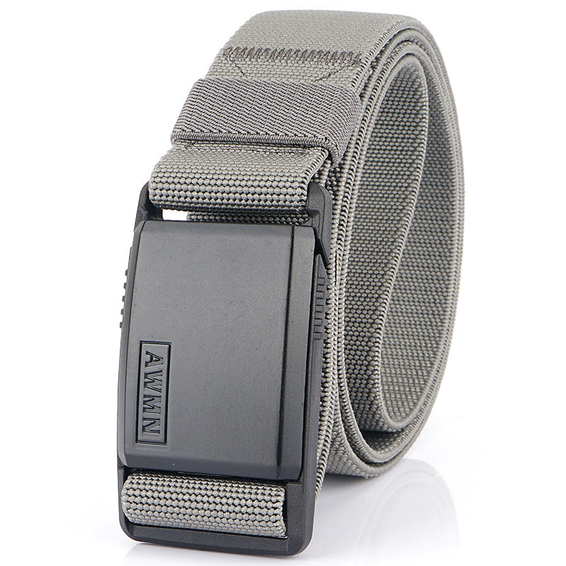 Automatic buckle elastic canvas belt