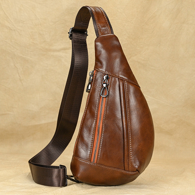 Men&#39;s Fashion Chest Bag Genuine Leather Shoulder