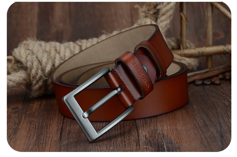 Casual leather wild leather belt fashion business men&#39;s pin buckle belt CF001