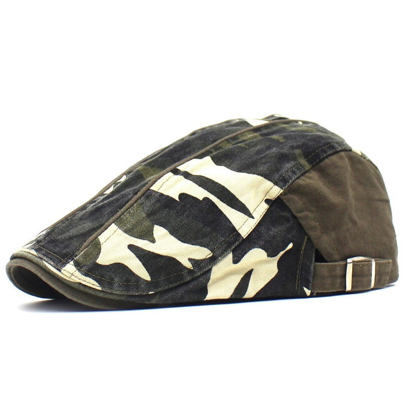 Men&#39;s Camouflage Washed Cotton Flat Brim Beret