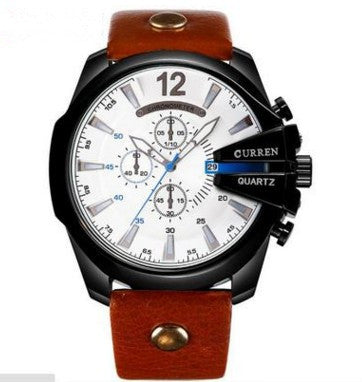 Fashionable Large Dial Decorated Three-eye Men&#39;s Watch