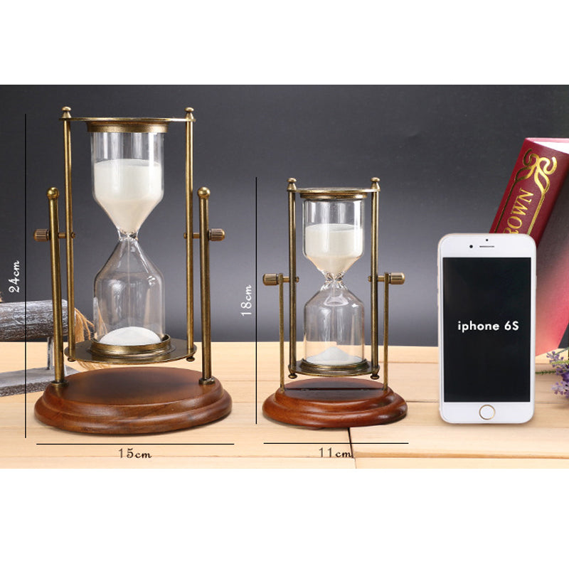 Metal rotating hourglass