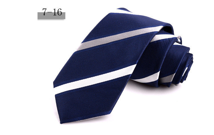 New Men&#39;s 7cm Striped Business Formal Tie