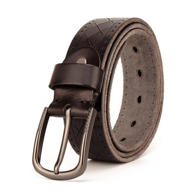 Men&#39;s leather pin buckle head leather
