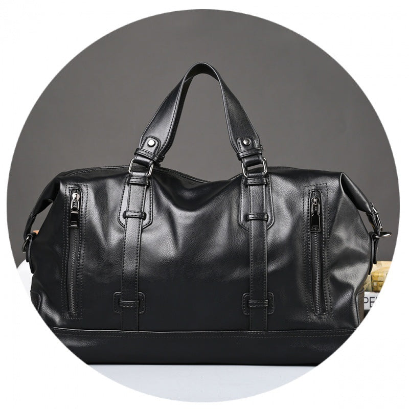 Large-capacity business handbag leather travel bag gym bag fashion men short-distance travel bag men