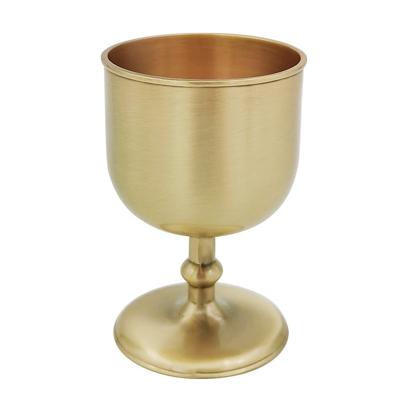 European Style Three-dimensional Carved Handmade Copperware Crafts Wine Set Copper Wine Glass Mini Goblet White Wine Glass