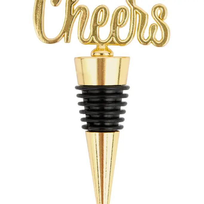 Gold Metal Wine Bottle Stopper - Cheers