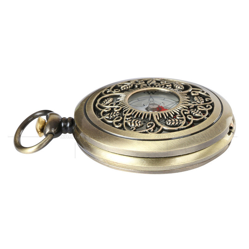 Vintage Pocket Watch Hollow Clamshell Bronze Compass