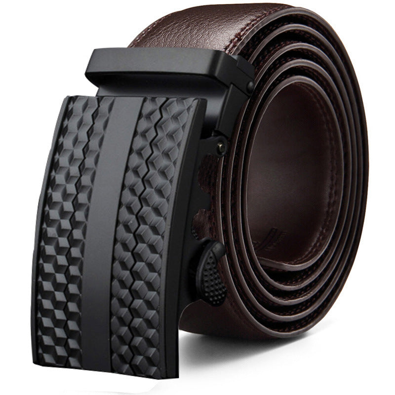 Fashion Casual Men&#39;s Two-layer Leather Comfort Click Belt