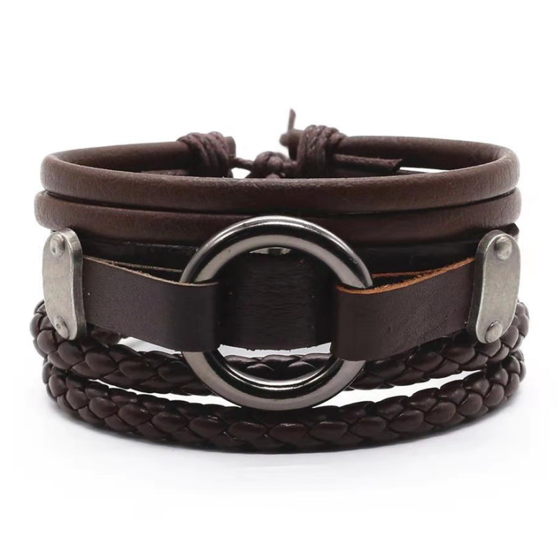 Men&#39;s Leather Vintage Braided Bracelet