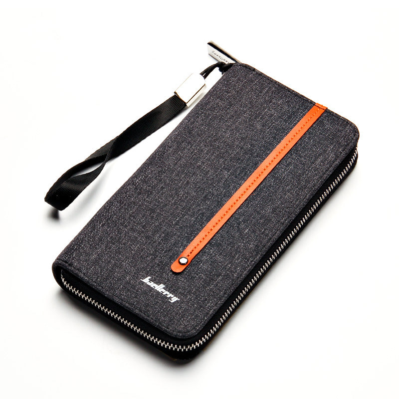 Men&#39;s Long Wallet Multi-Card Canvas Zipper Clutch