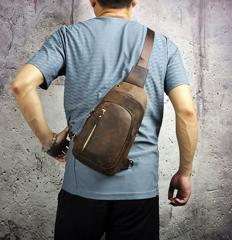 Crazy Horse Leather Cowhide Men&#39;s Vintage Bag