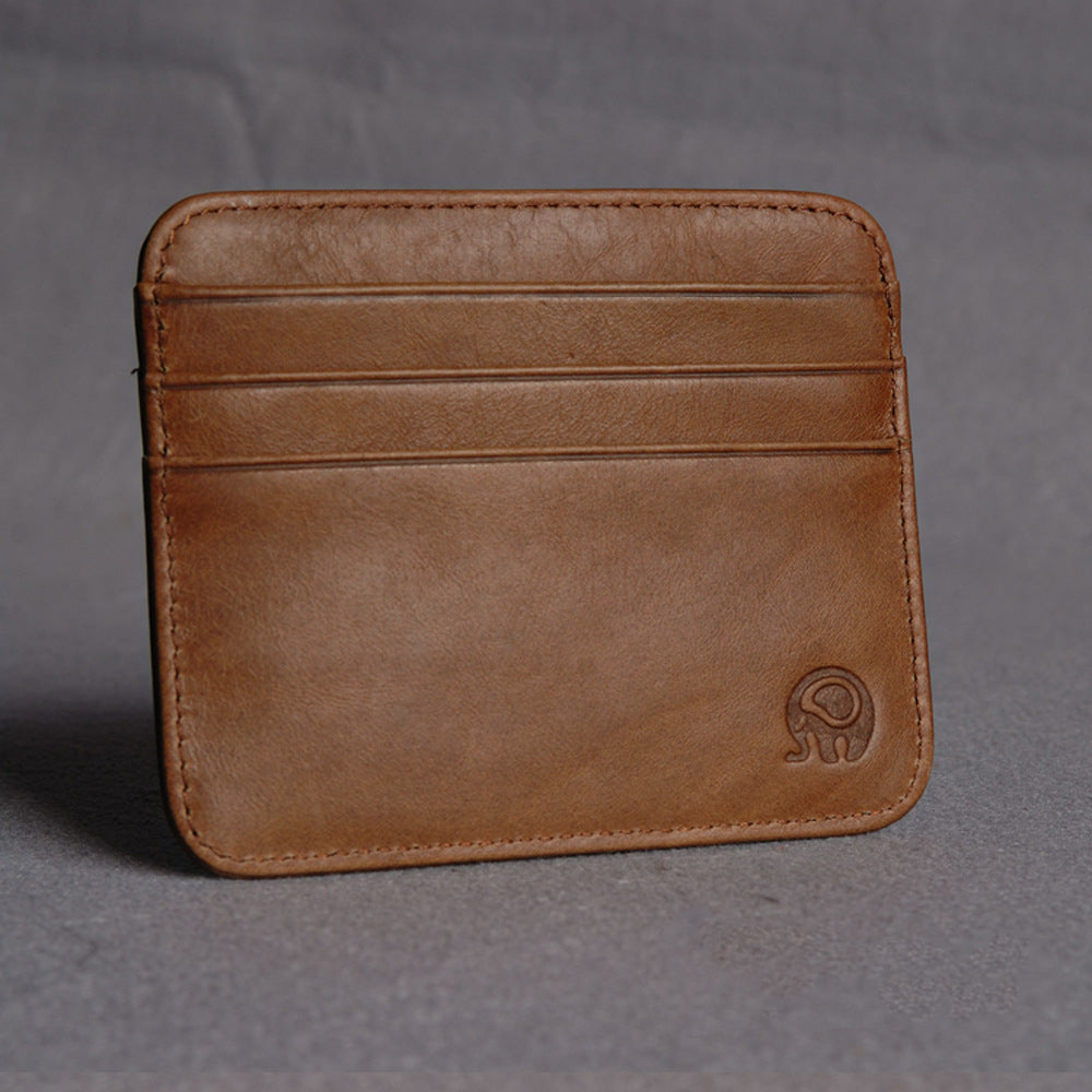 First Layer Cowhide Coin Purse Bus Card Holder