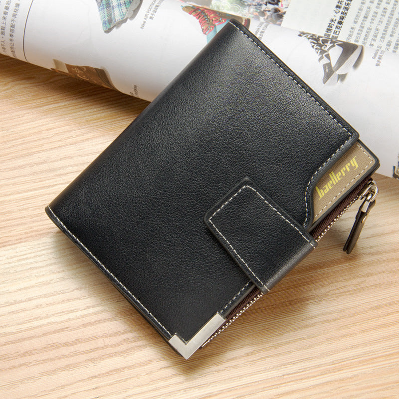 Men&#39;s Wallet Multi-function Wallet With Zipper Buckle Tri-fold Coin Purse
