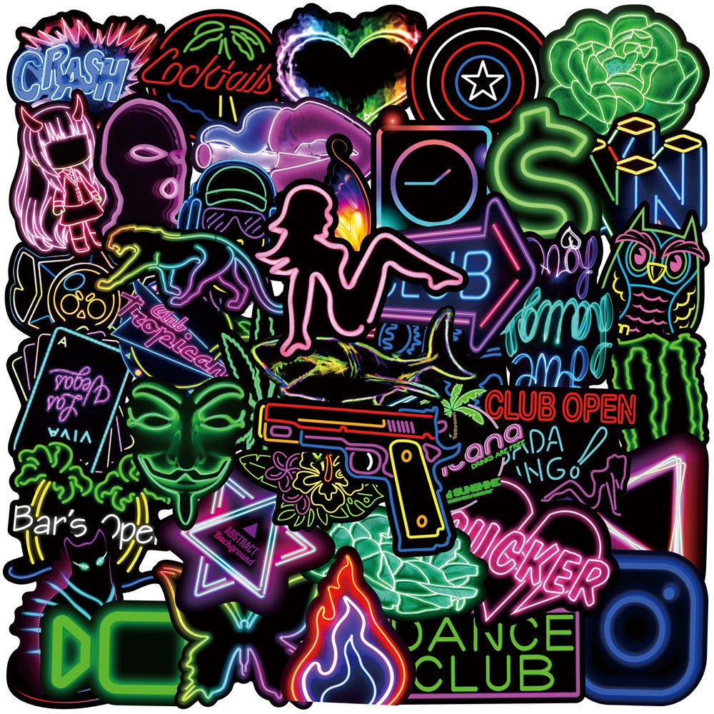New Neon Graffiti Sticker Car Water Cup Laptop Sticker