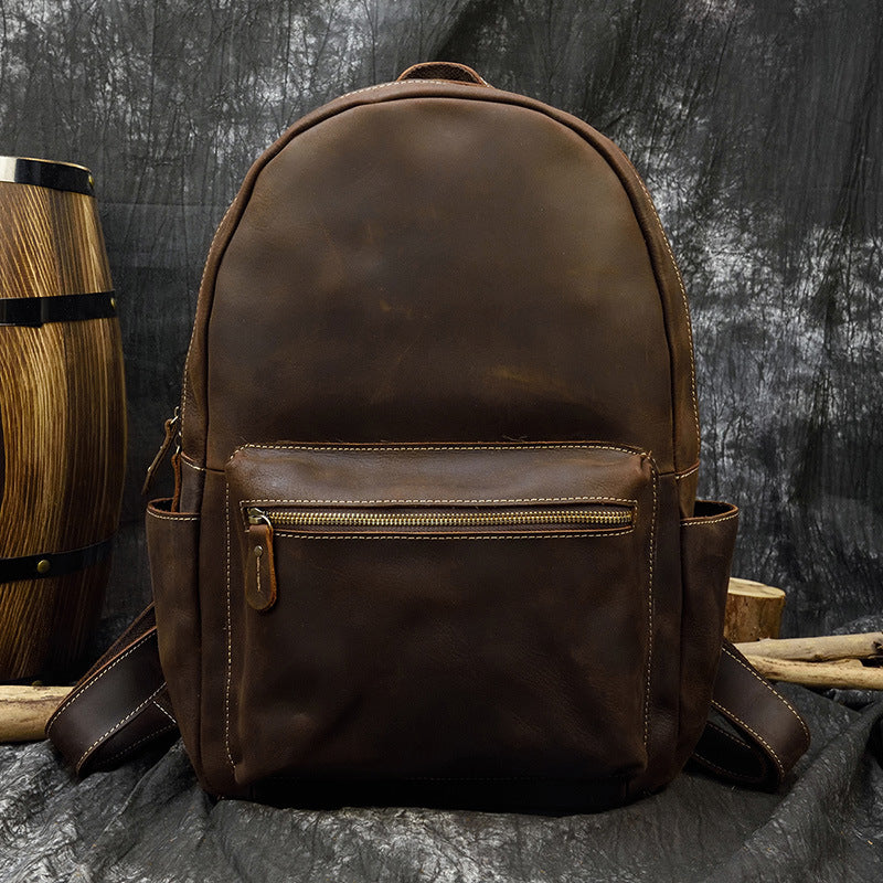 Leather men&#39;s backpack leather travel backpack