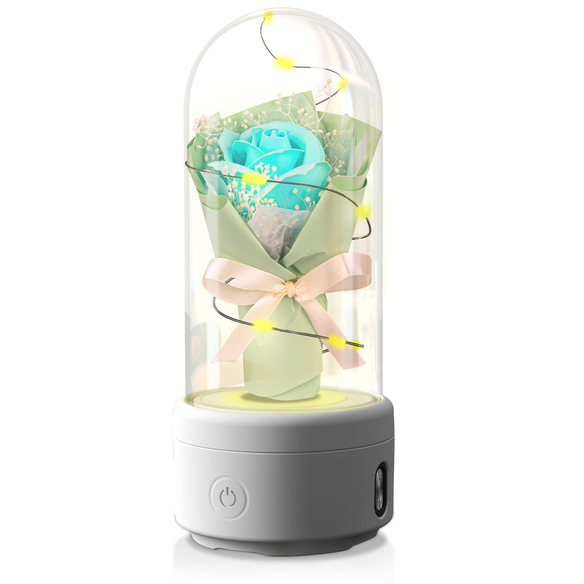Creative 2 In 1 Bouquet LED Light And Bluetooth Speaker Mother&#39;s Day Gift Rose Luminous Night Light Ornament In Glass Cover