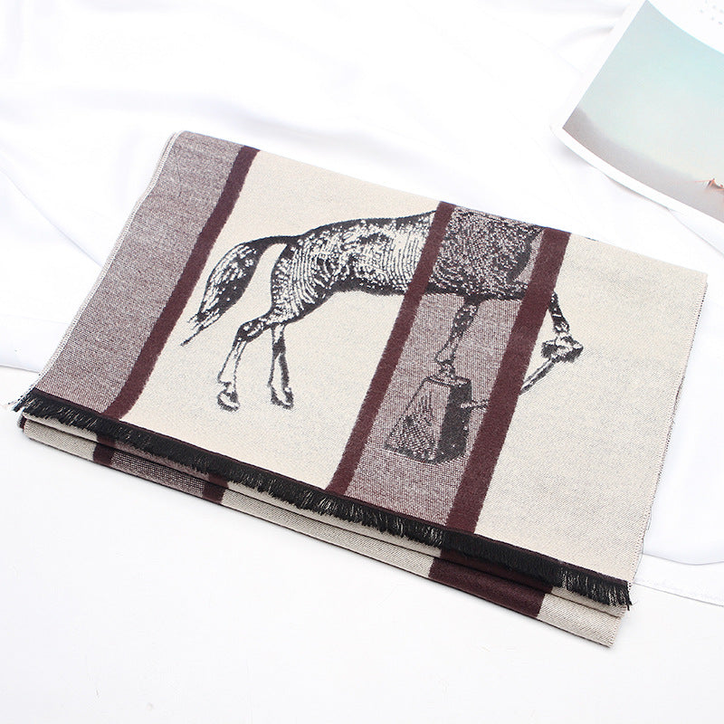 Men&#39;s Fashion Versatile Thickened Brushed Plaid Scarf