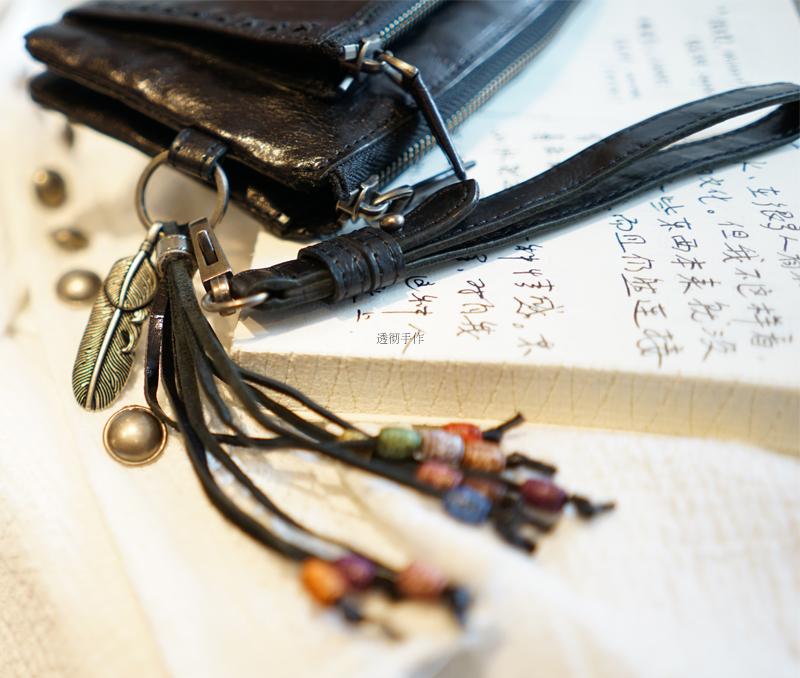 Plant Tanned Sheepskin Long Vintage Handmade Purse For Men And Women