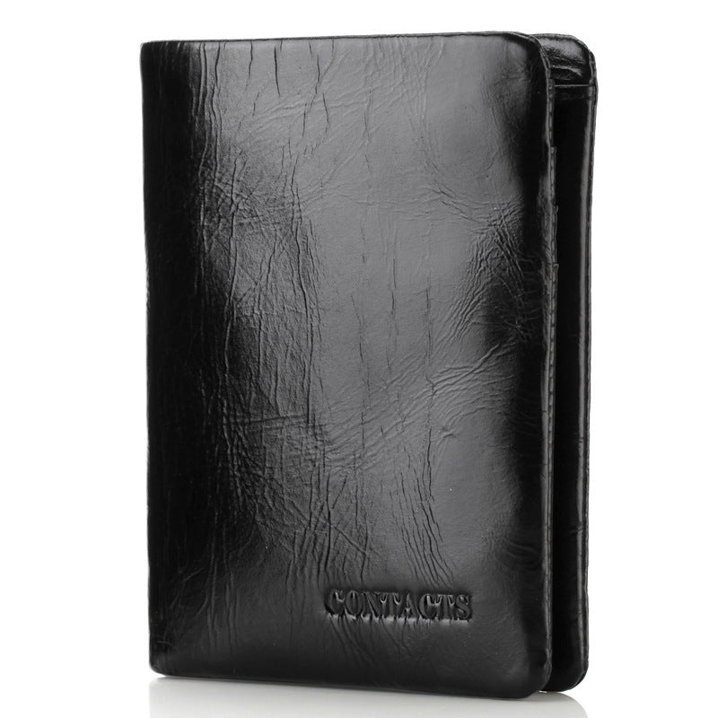 Genuine Leather Men&#39;s Wallet Fashion Oil Wax Leather
