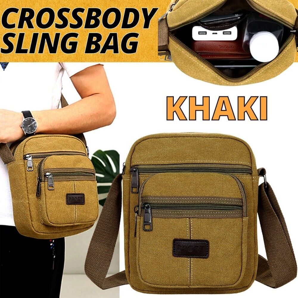 Men&#39;s Crossbody Messenger Bag Canvas Bags Casual Shoulder Satchel Handbag Pouch