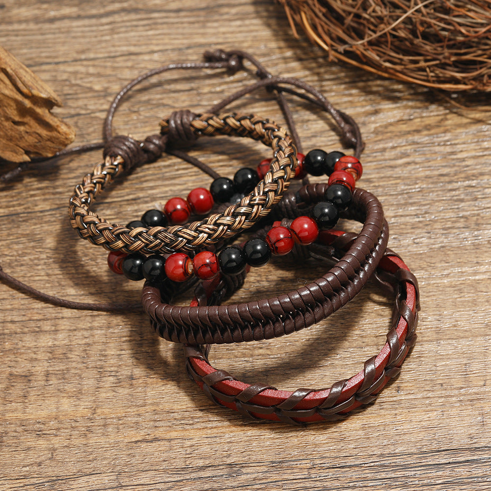 Vintage Braided Suit Cowhide Bracelet