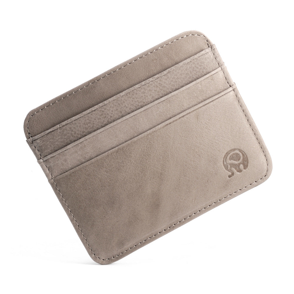 First Layer Cowhide Coin Purse Bus Card Holder