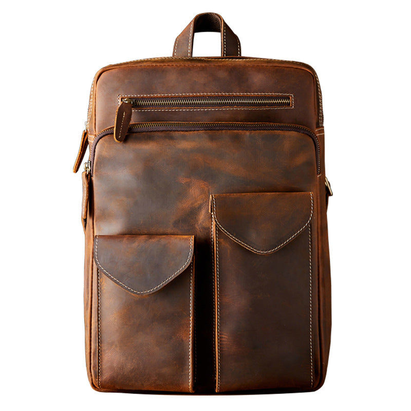 Men&#39;s Handmade Crazy Horse Leather Backpack