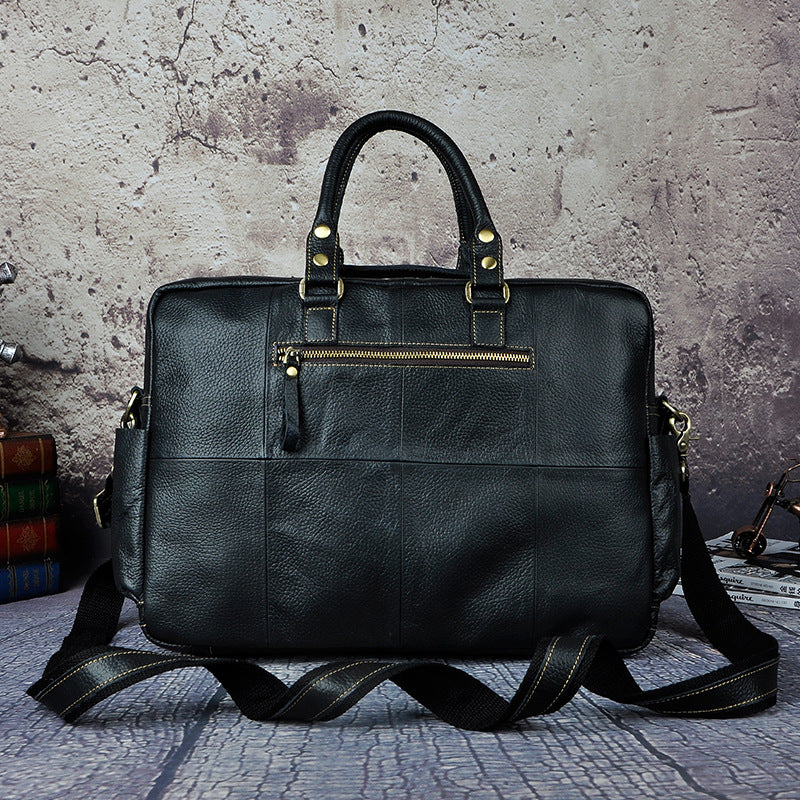 First Layer Cowhide Men&#39;s 16-inch Large-capacity Briefcase