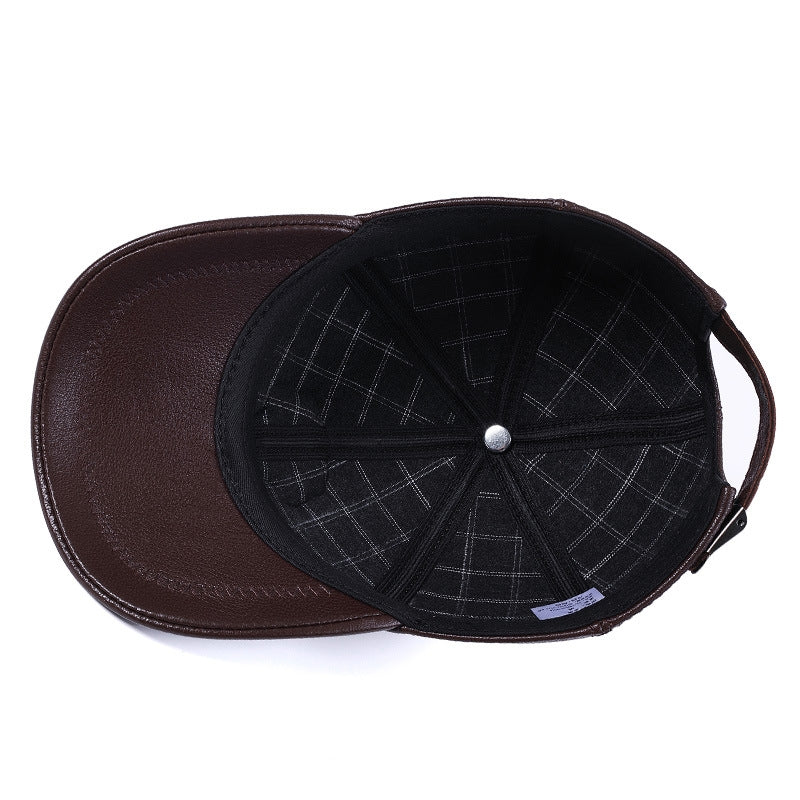 Genuine Leather Peaked Cap Men&#39;s And Women&#39;s Casual Goat Skin