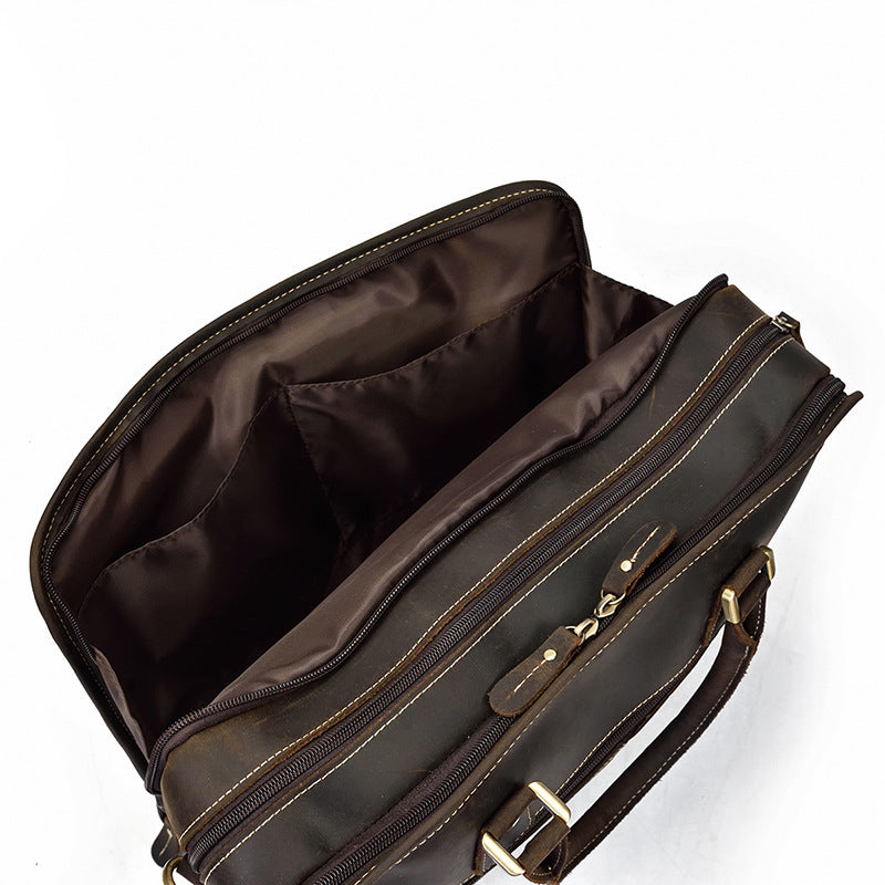 Men&#39;s Crazy Horse Leather Retro Commuter Business Bag