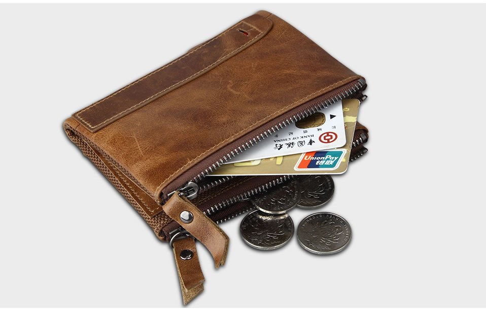 Men&#39;s wallet Short men&#39;s wallet Anti-theft brush leather wallet men
