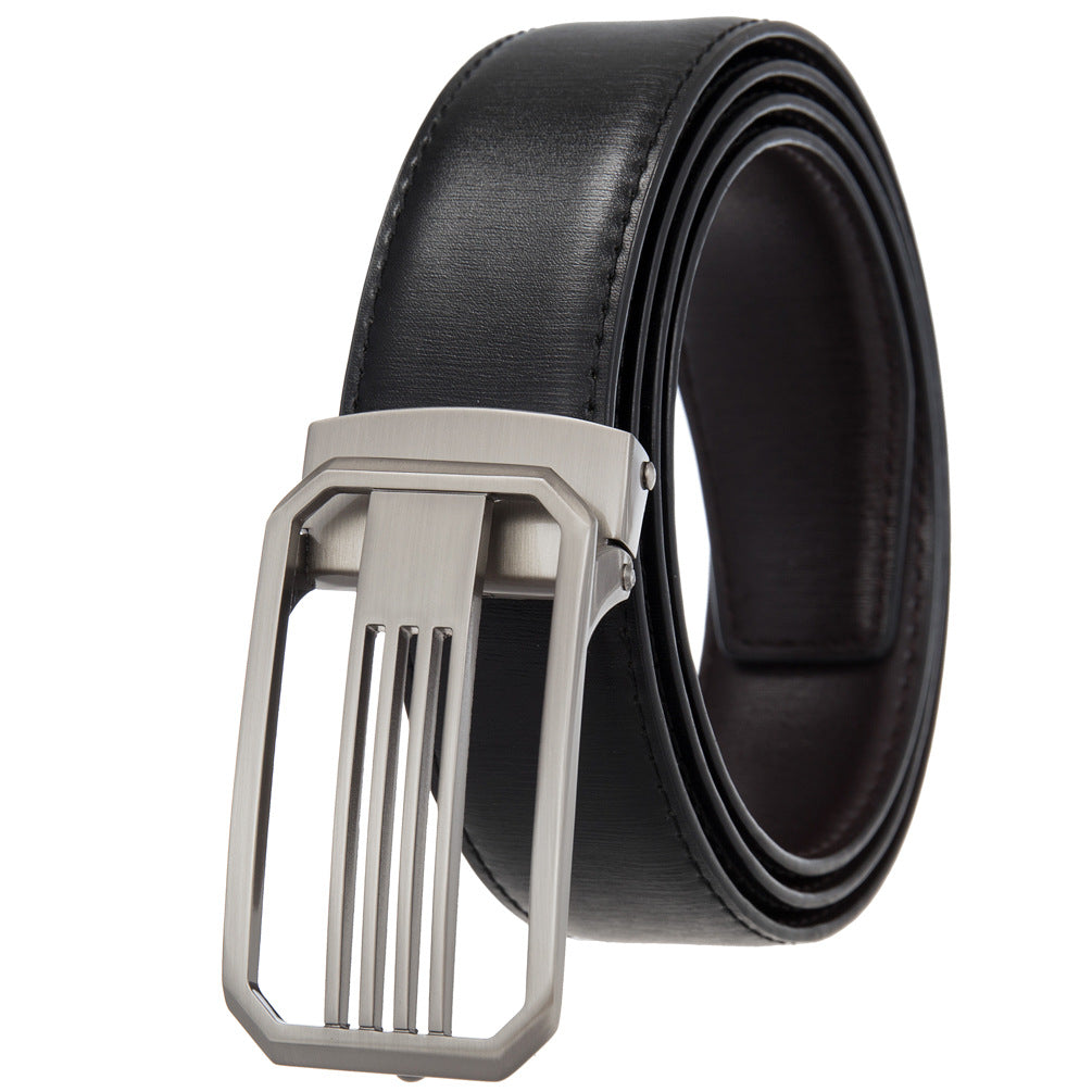 Men&#39;s Perforated Casual Two-layer Leather Belt