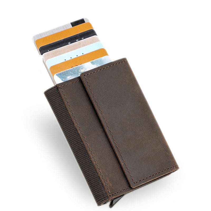 Black Angel Retro Crazy Horse Leather RFID Anti-theft Card Holder