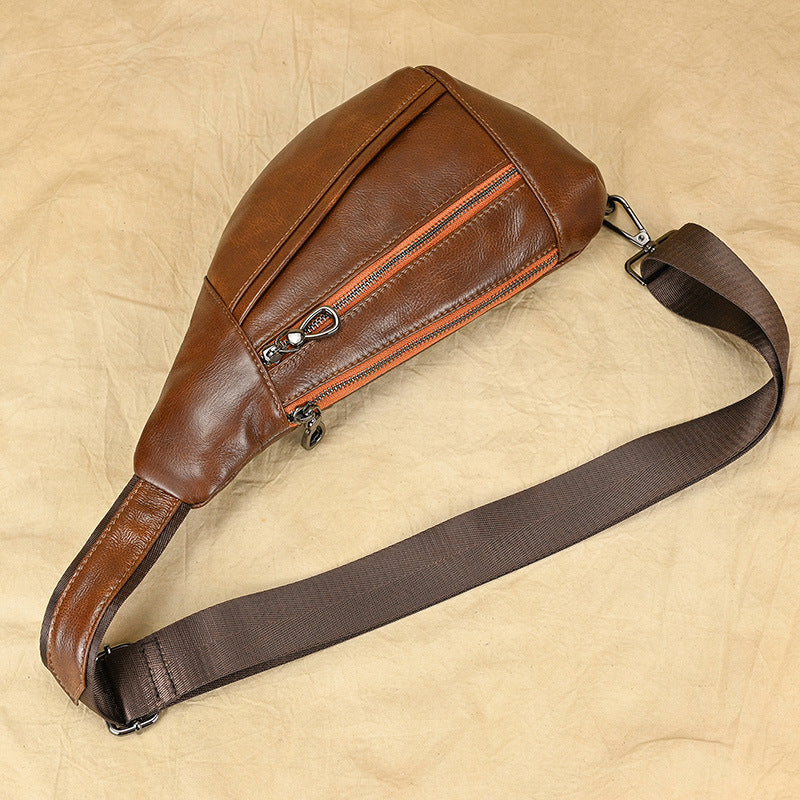 Men&#39;s Fashion Chest Bag Genuine Leather Shoulder