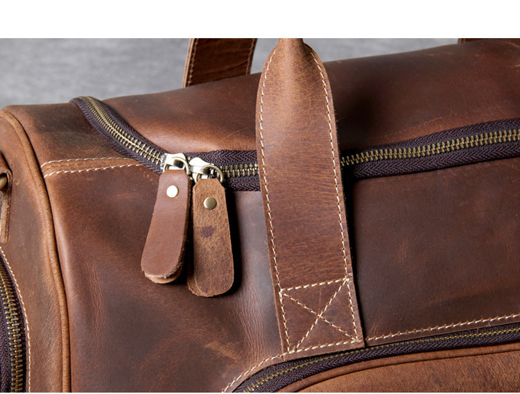 First layer leather big travel bag