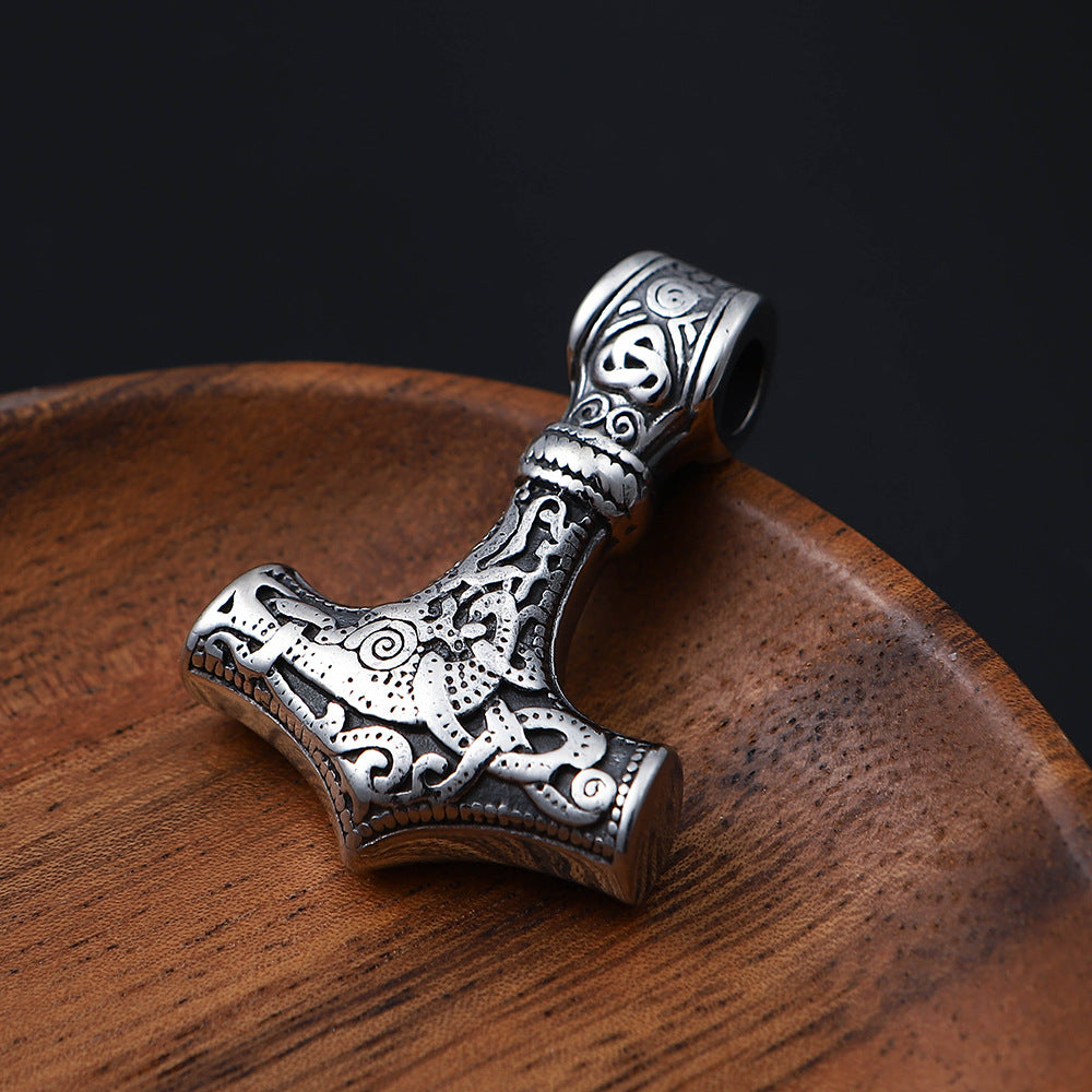 Stainless Steel Viking Thor&#39;s Hammer Pendant Gold