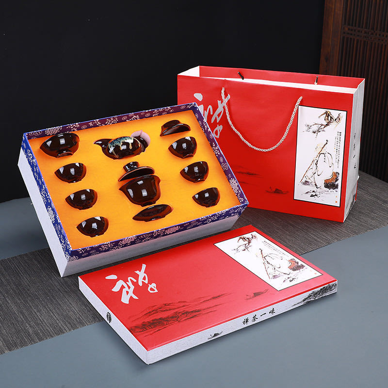 Kiln Change Sand Gold Glaze Household Ceramic Kung Fu Tea Set