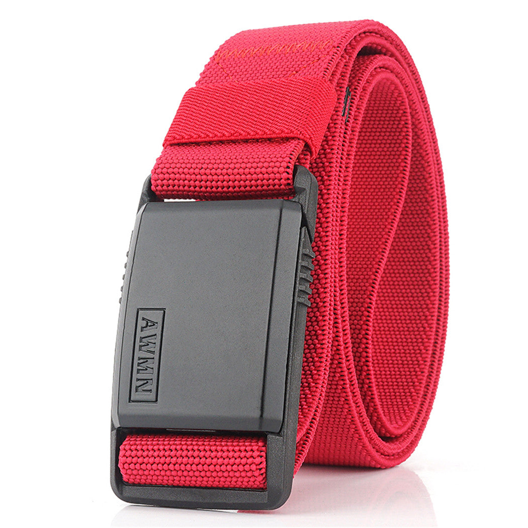 Automatic buckle elastic canvas belt