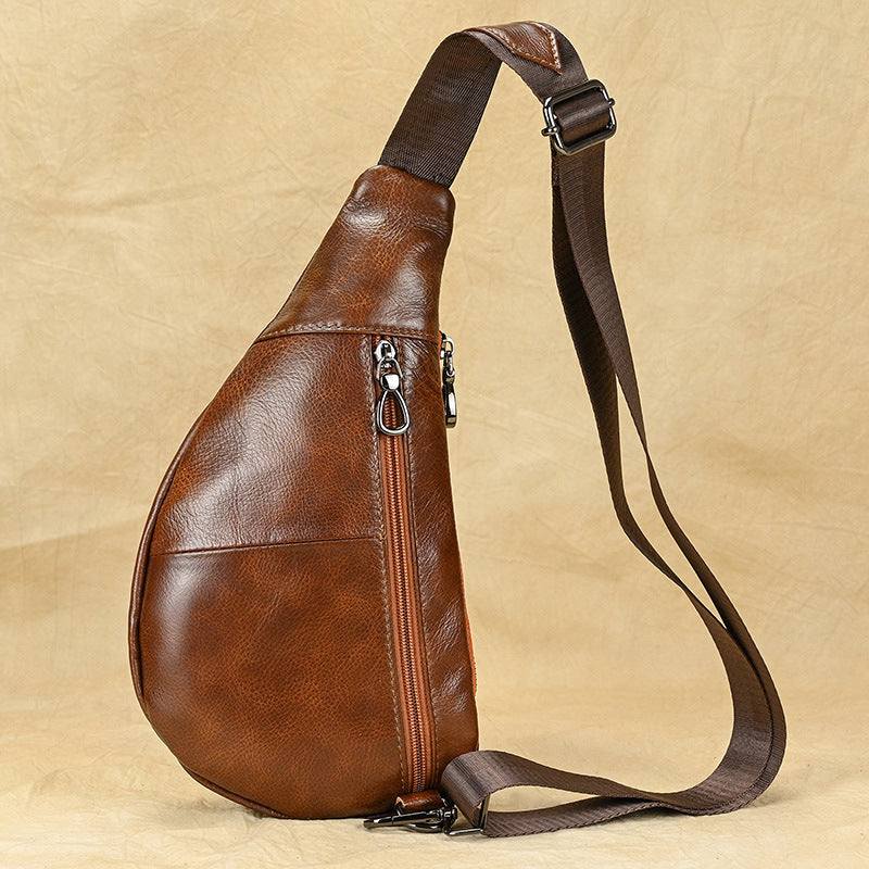 Men&#39;s Fashion Chest Bag Genuine Leather Shoulder